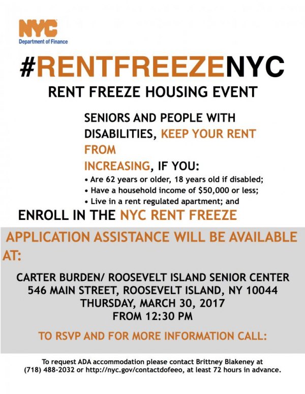 March 30th, Rent Freeze NYC at Carter Burden/RI Senior Center March 30th, Rent Freeze NYC at Carter Burden/RI Senior Center